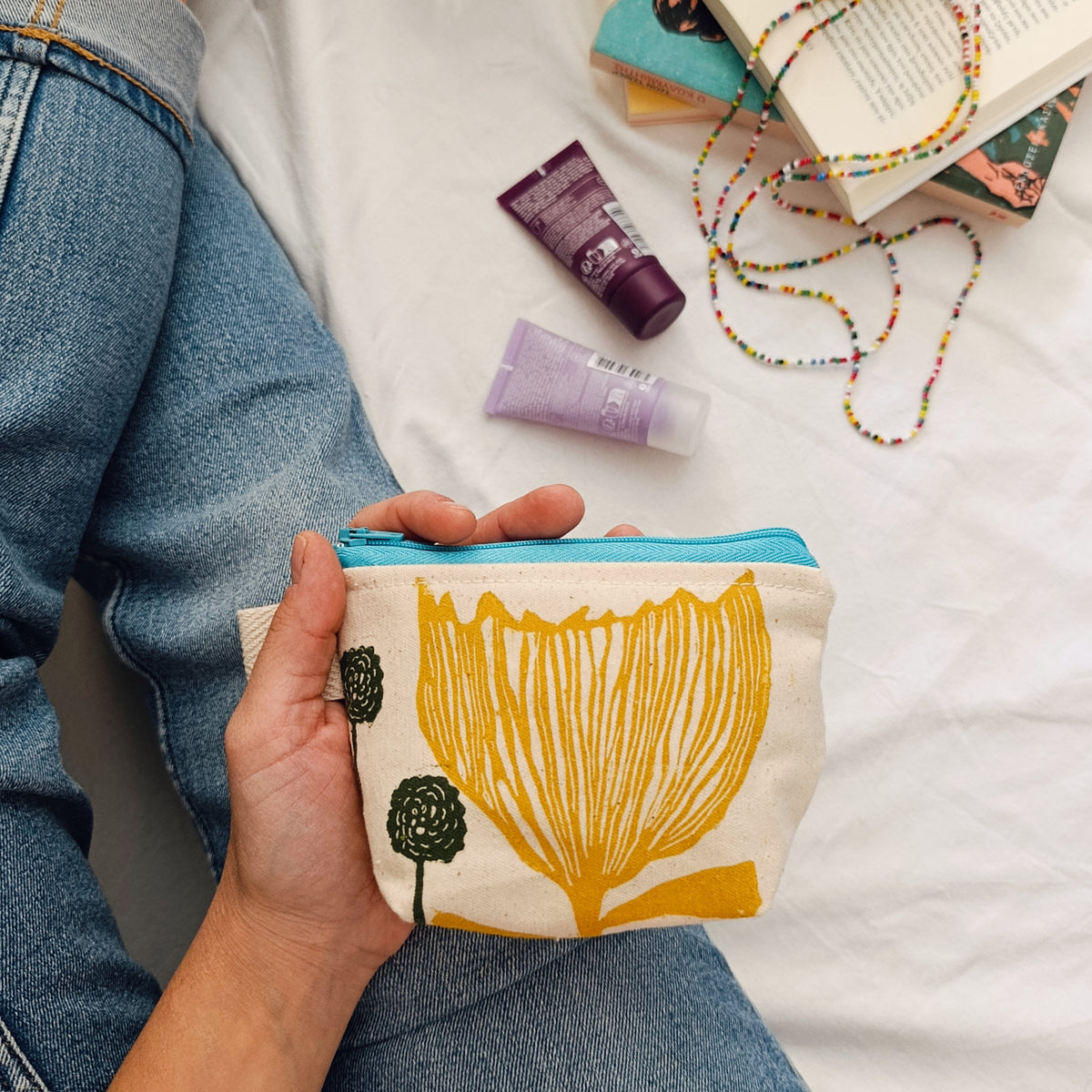 Mustard Yellow Flower Coin Purse