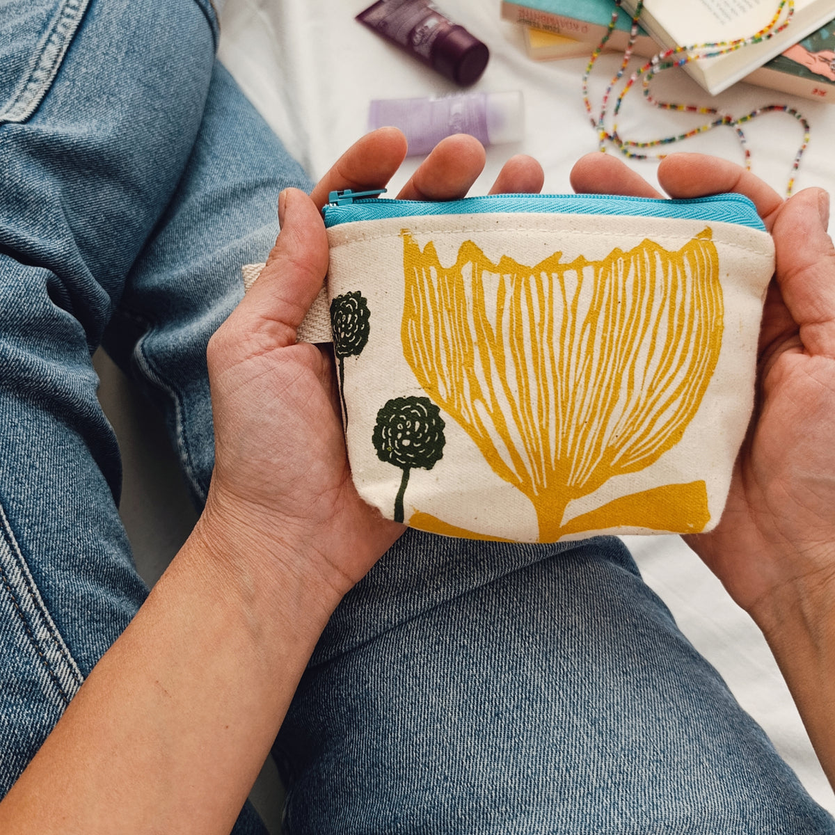 Mustard Yellow Flower Coin Purse