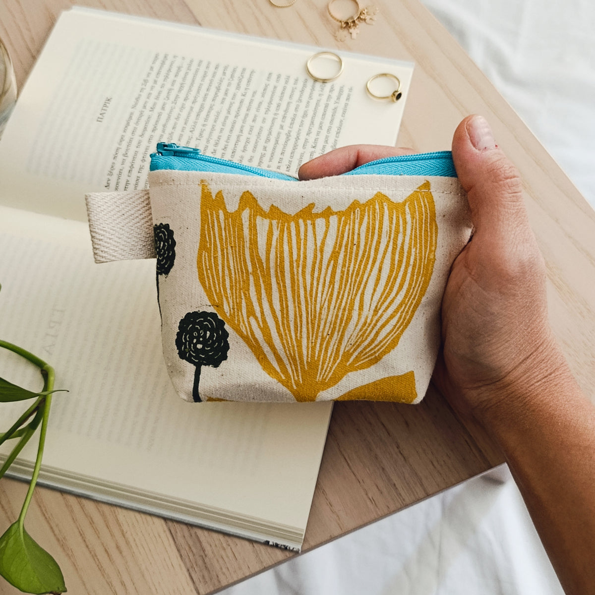 Mustard Yellow Flower Coin Purse