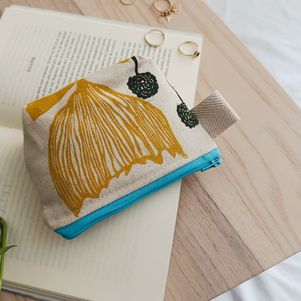 Mustard Yellow Flower Coin Purse